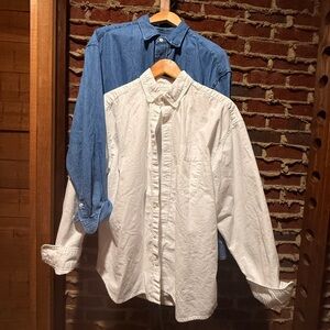 GAP Blue and White Casual Button Down Shirts - The Big Shirt Oxford